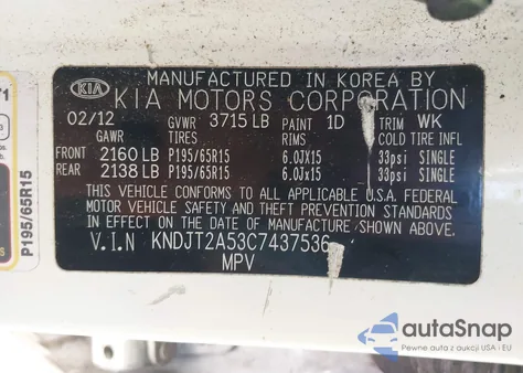 2012 Kia Soul from USA, damaged, VIN KNDJT2A53C7437536